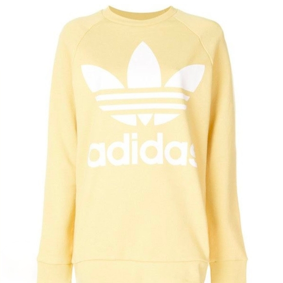 Adidas Vintage Light Yellow Crew Neck Sweatshirt - Picture 1 of 5
